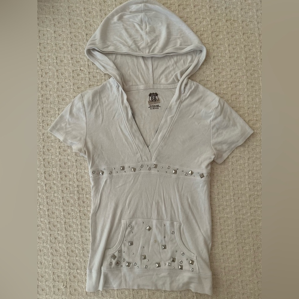 y2k white bejeweled top